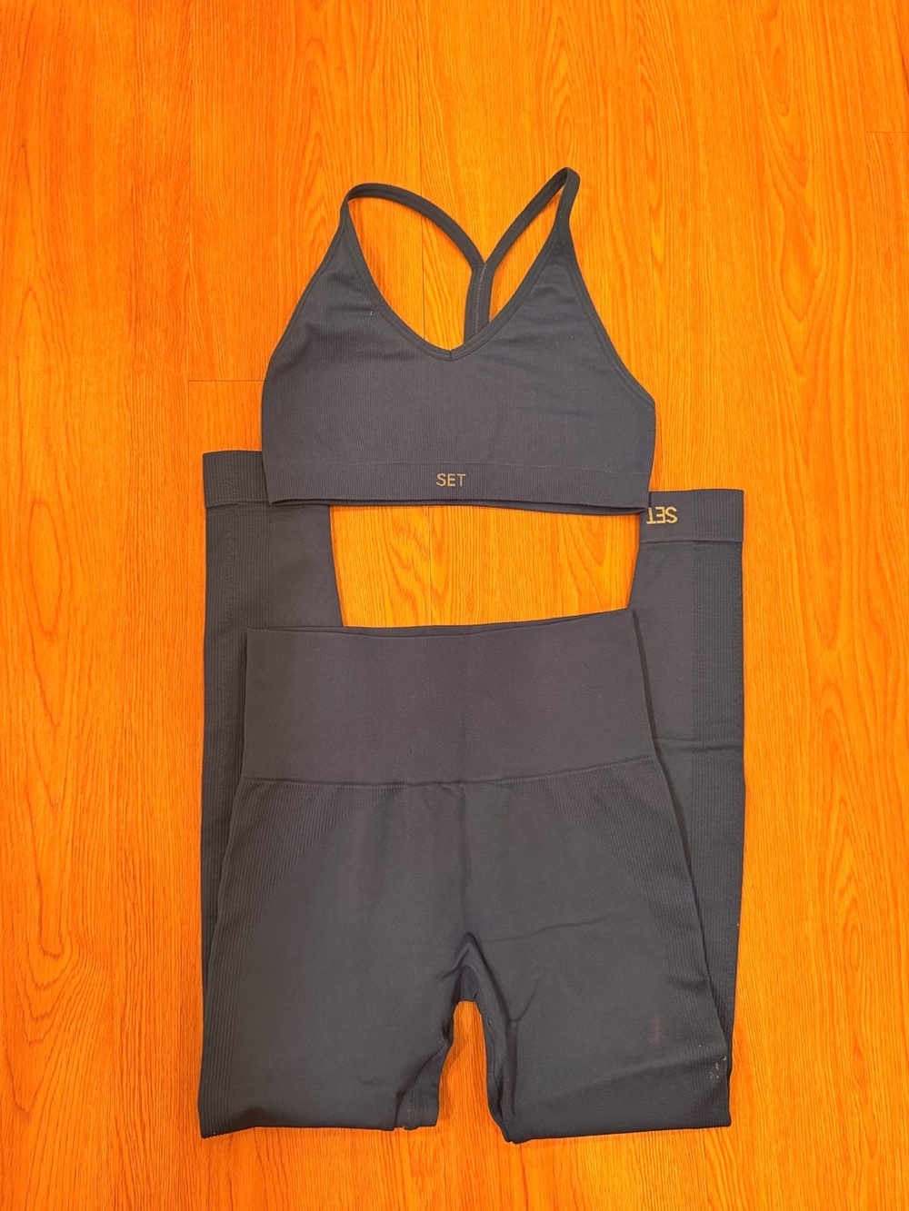 SET active Royal Blue Seamless Sports Bra and Leggings Set size small